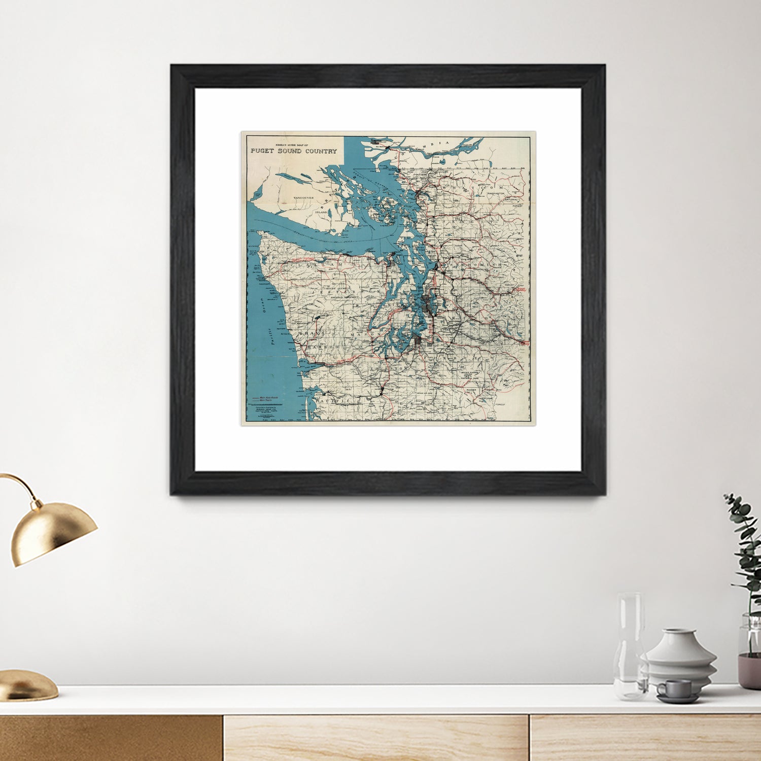 Vintage Map of The Puget Sound (1919) by Adam Shaw on GIANT ART - white photo illustration