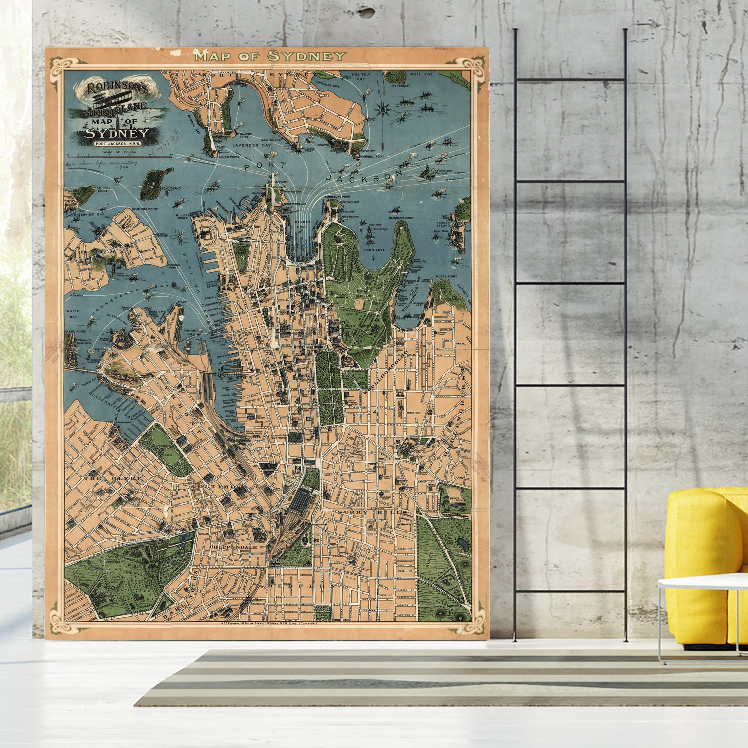 Vintage Map of Sydney Australia (1922) by Adam Shaw on GIANT ART - white photo illustration