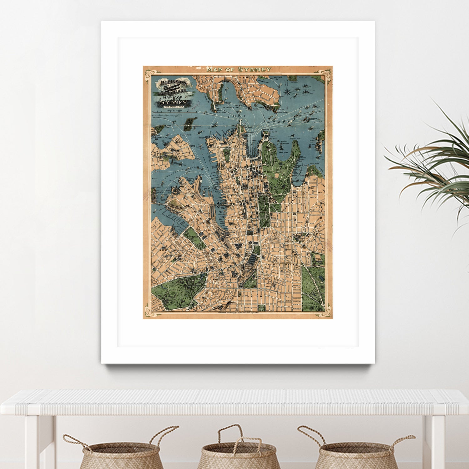 Vintage Map of Sydney Australia (1922) by Adam Shaw on GIANT ART - white photo illustration