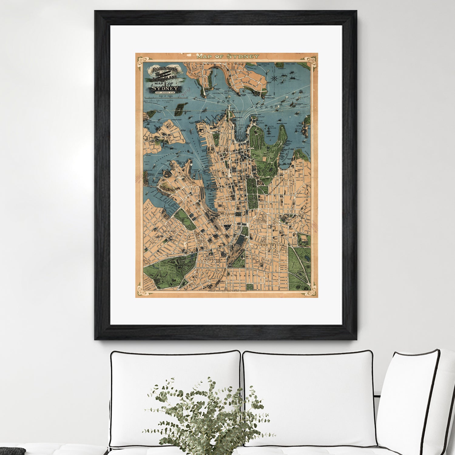 Vintage Map of Sydney Australia (1922) by Adam Shaw on GIANT ART - white photo illustration