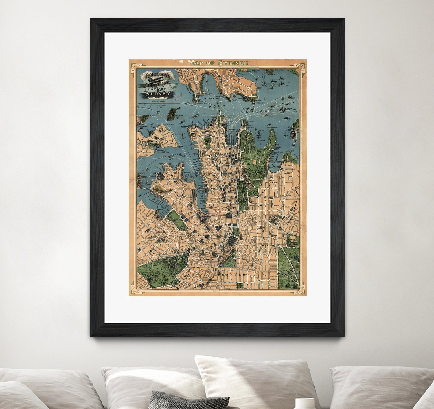 Vintage Map of Sydney Australia (1922) by Adam Shaw on GIANT ART - white photo illustration