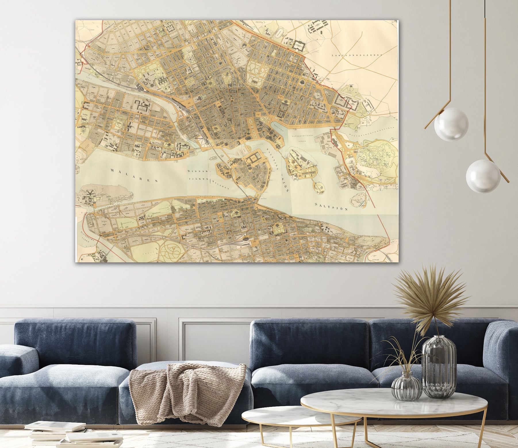 Vintage Map of Stockholm Sweden (1899) by Adam Shaw on GIANT ART - white photo illustration