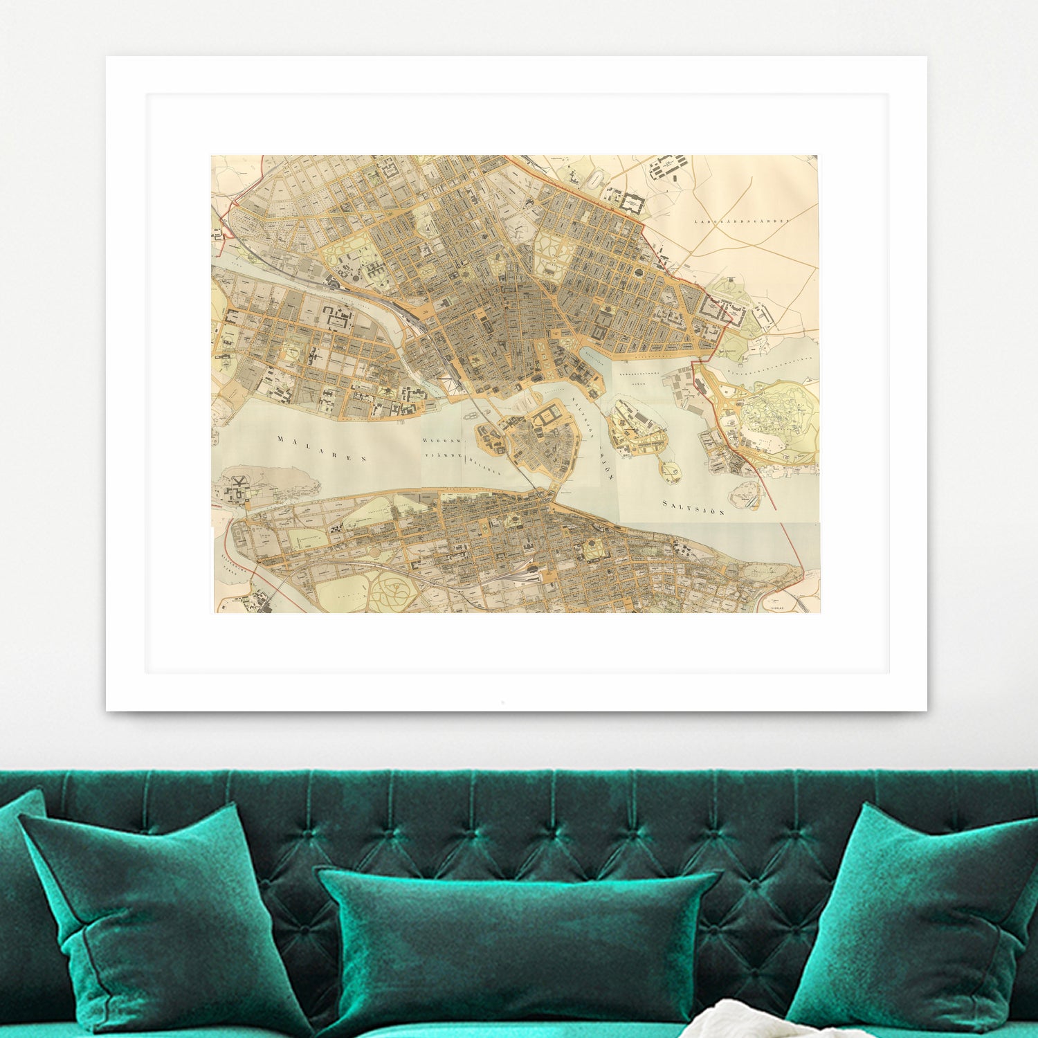 Vintage Map of Stockholm Sweden (1899) by Adam Shaw on GIANT ART - white photo illustration