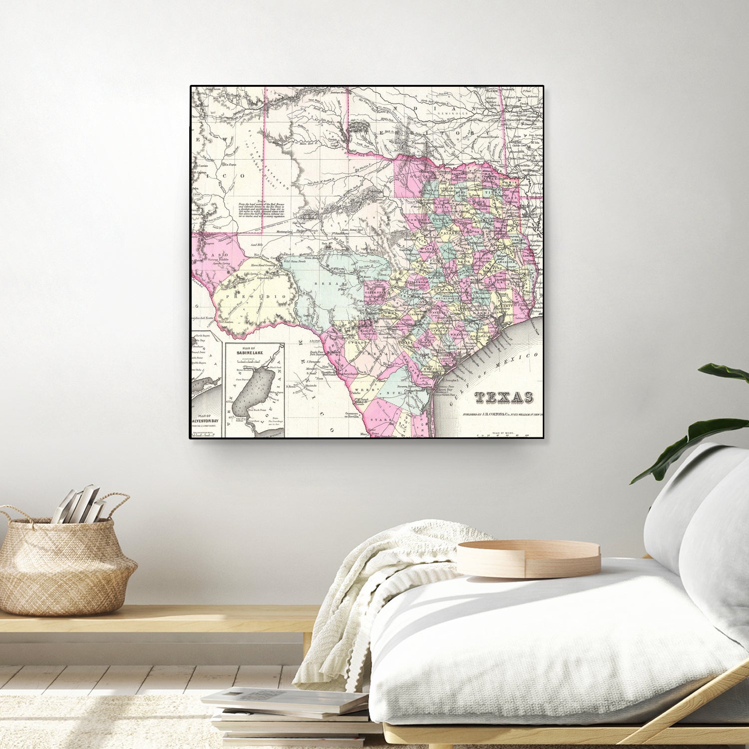 Vintage Map of Texas (1855) by Adam Shaw on GIANT ART - white photo illustration