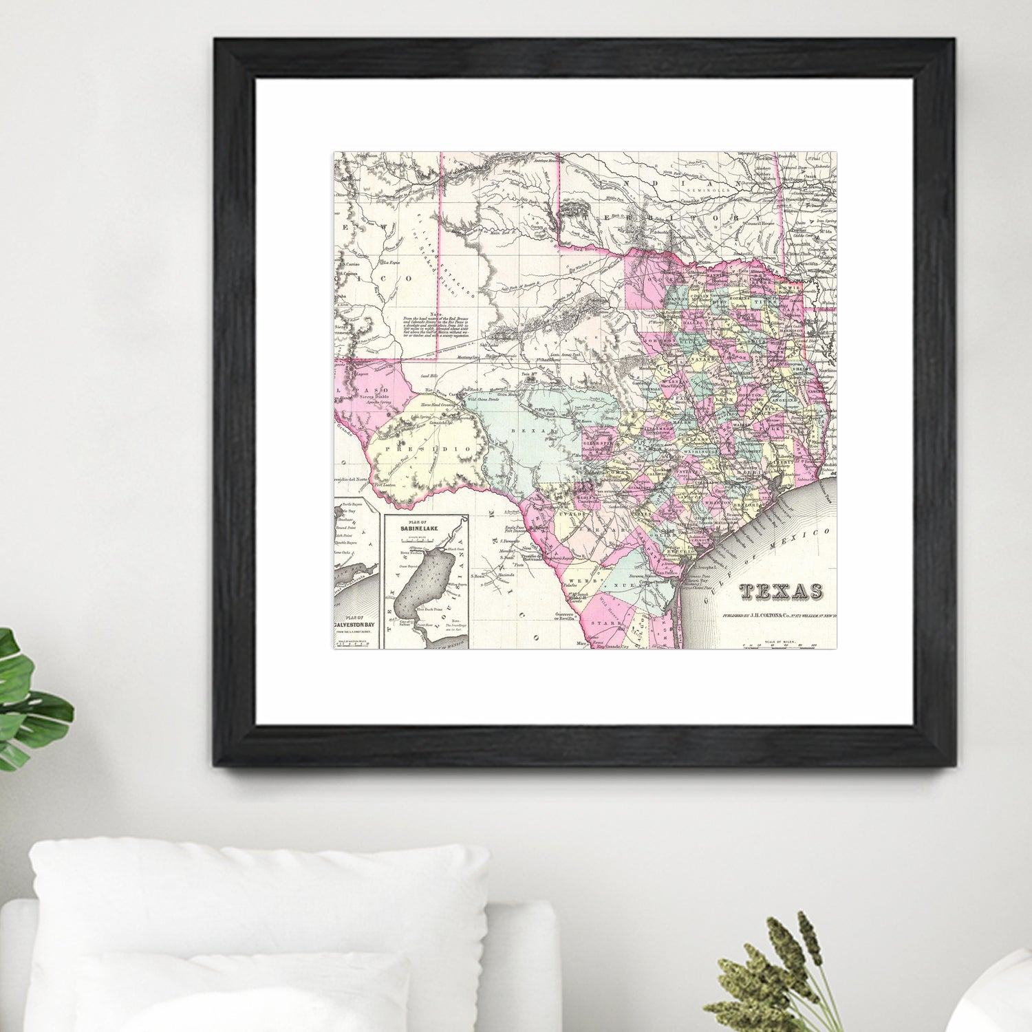 Vintage Map of Texas (1855) by Adam Shaw on GIANT ART - white photo illustration