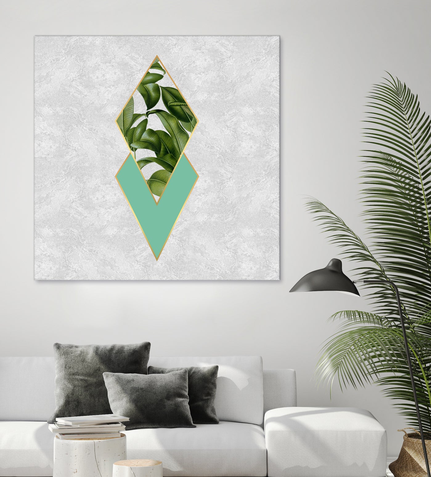 Leaves on marble by M.TERESA HERNANDEZ on GIANT ART - green digital painting