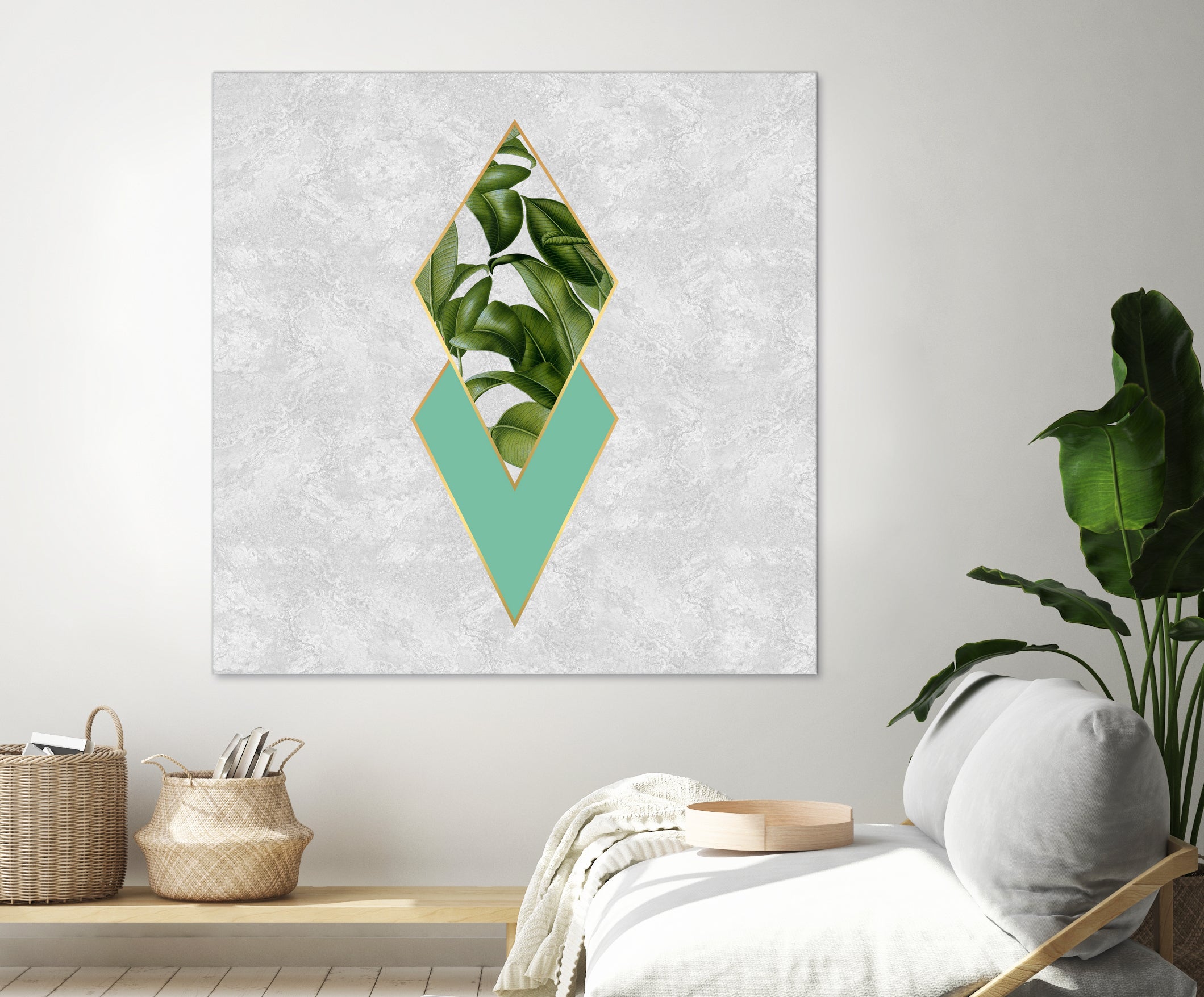 Leaves on marble by M.TERESA HERNANDEZ on GIANT ART - green digital painting