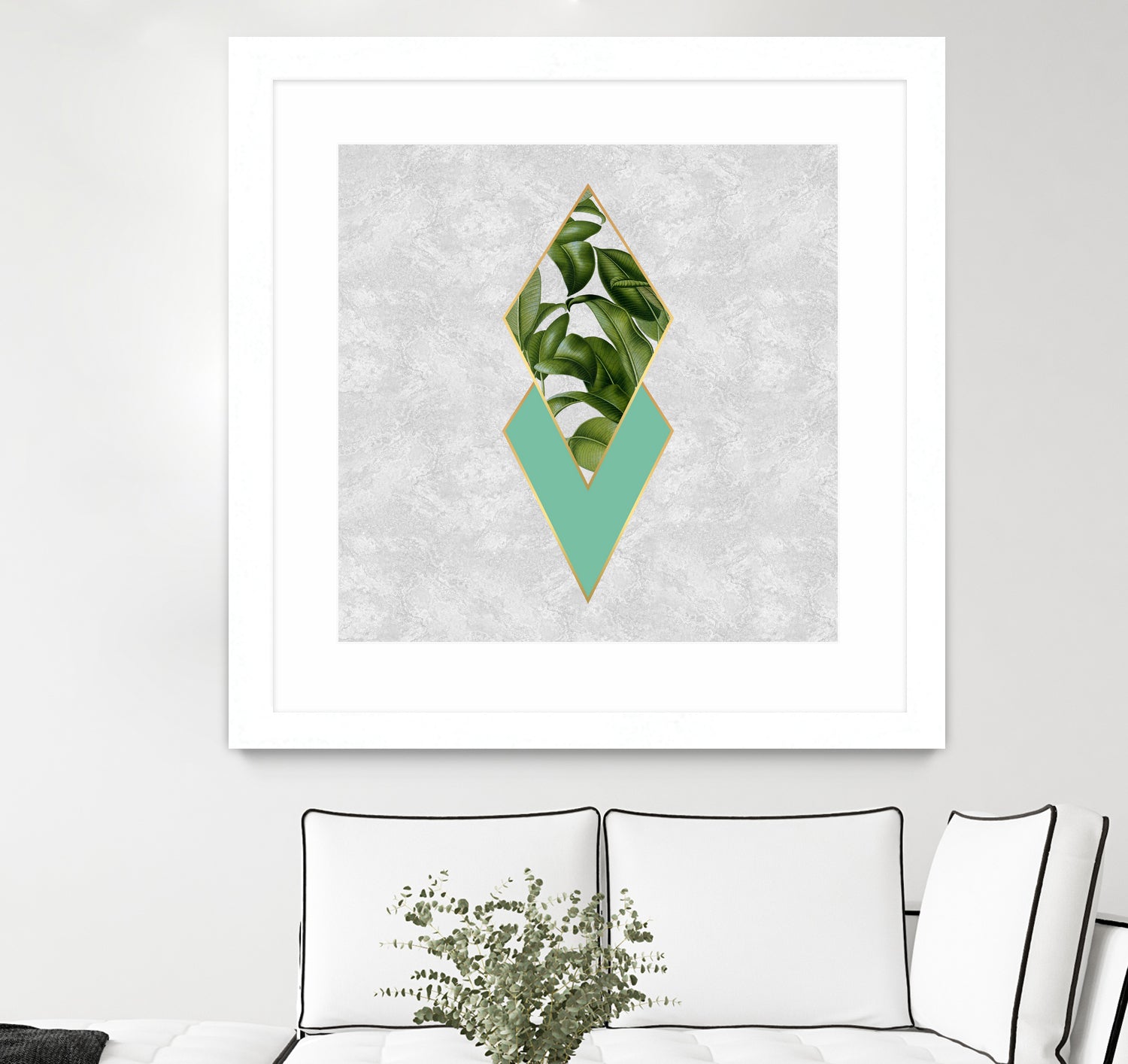 Leaves on marble by M.TERESA HERNANDEZ on GIANT ART - green digital painting