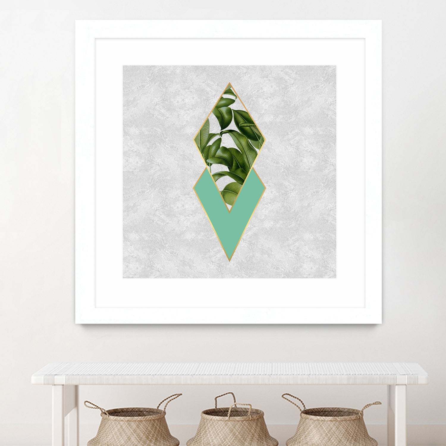 Leaves on marble by M.TERESA HERNANDEZ on GIANT ART - green digital painting