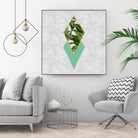 Leaves on marble by M.TERESA HERNANDEZ on GIANT ART - green digital painting