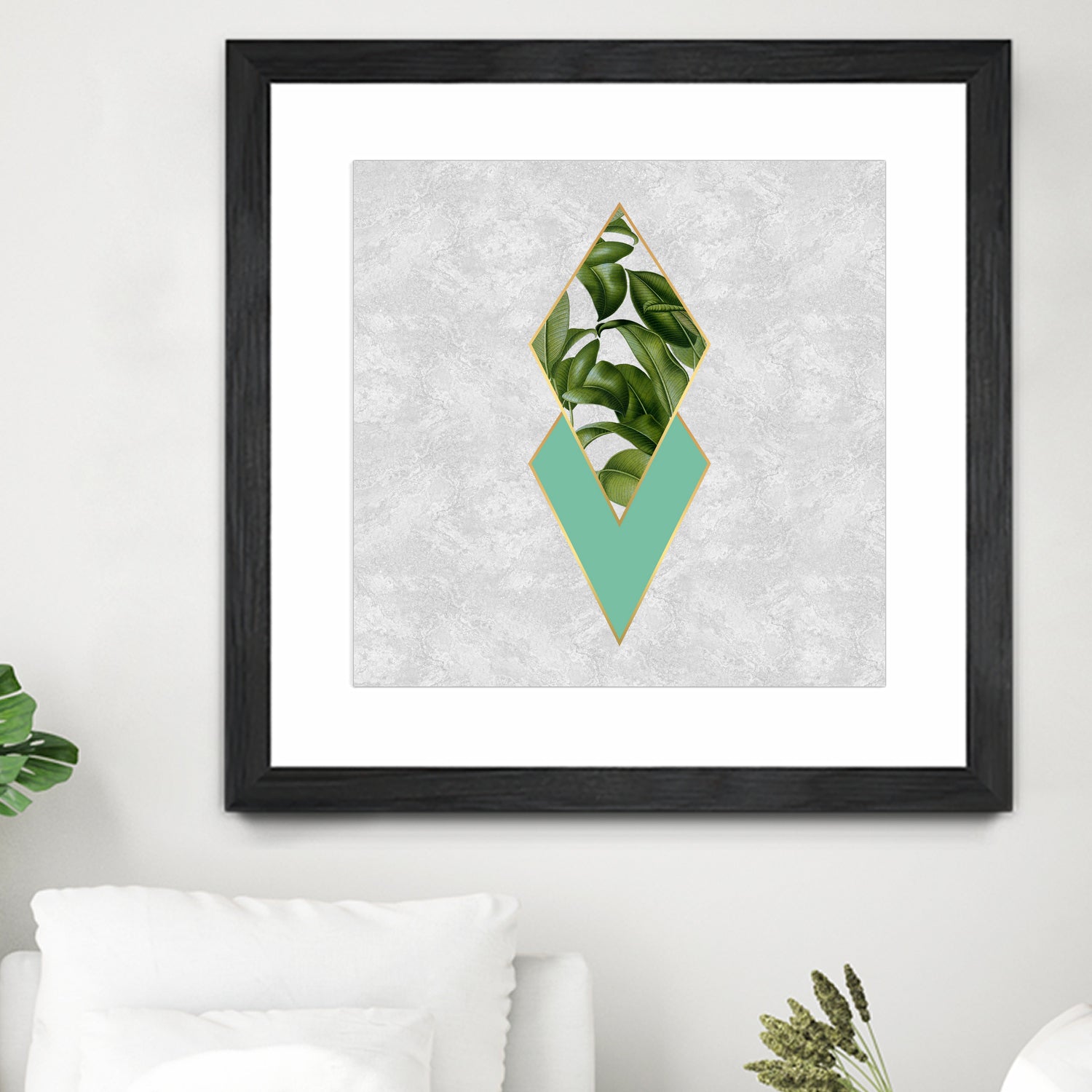 Leaves on marble by M.TERESA HERNANDEZ on GIANT ART - green digital painting