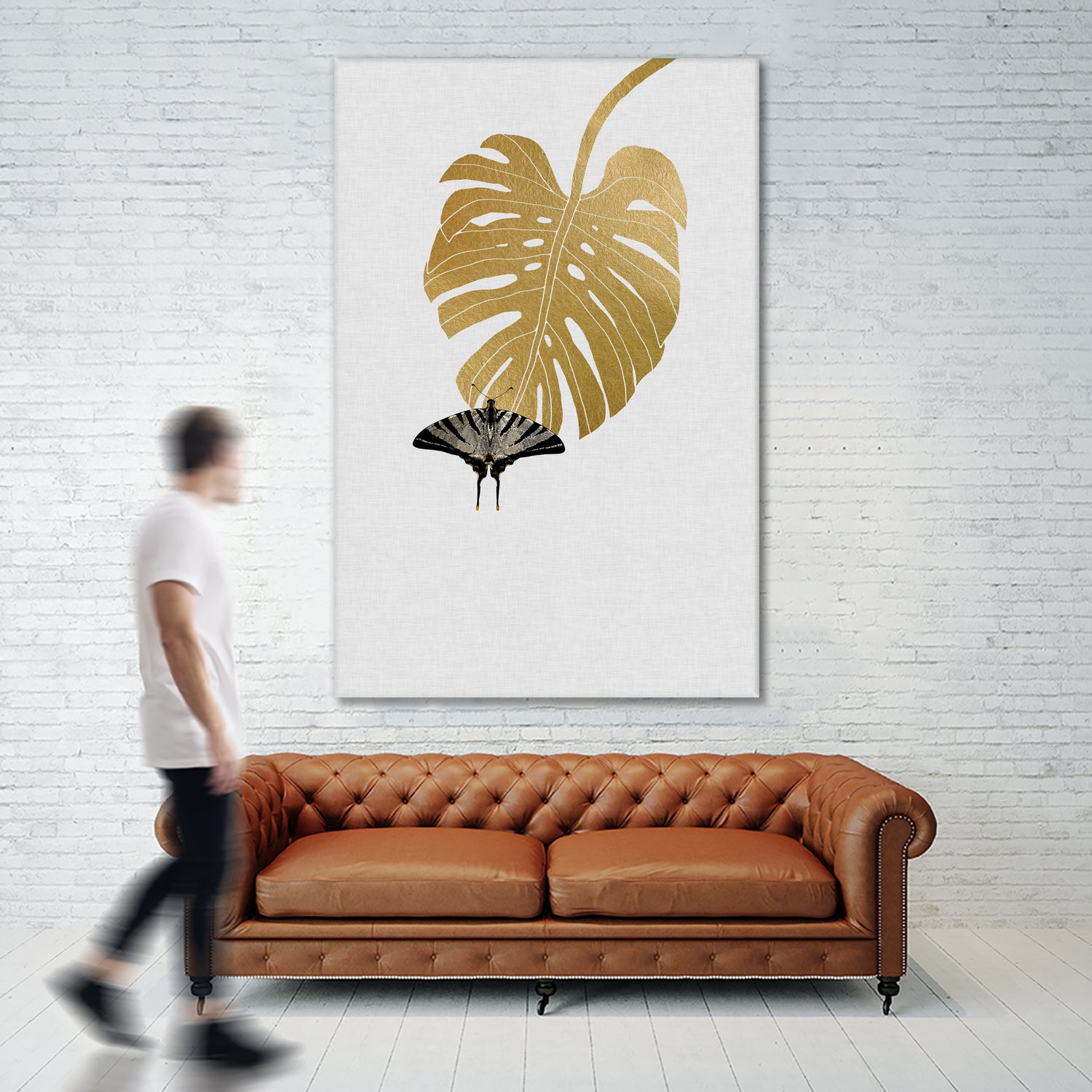 Butterfly & Monstera by Dana Shek on GIANT ART - white digital painting