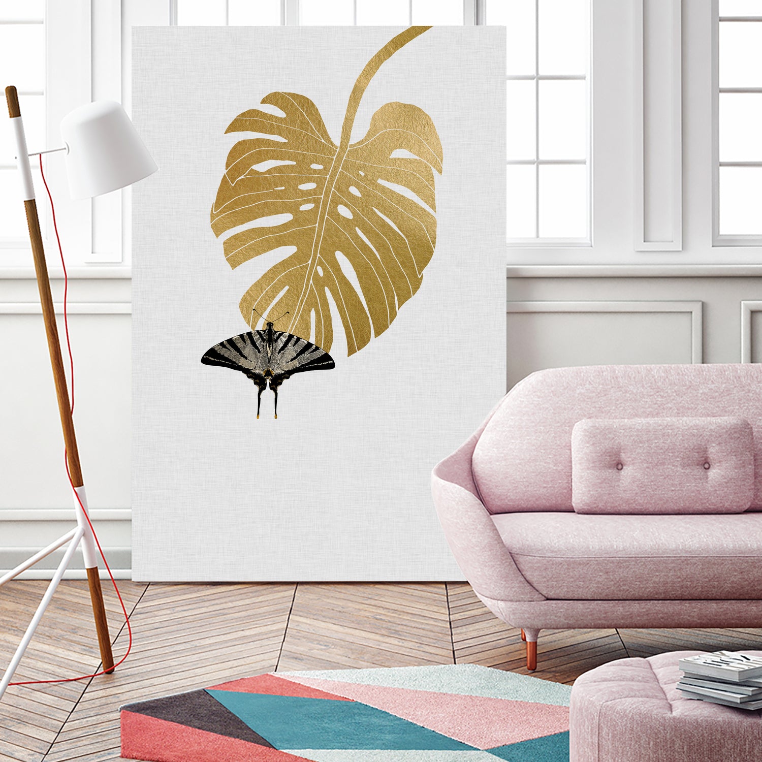 Butterfly & Monstera by Dana Shek on GIANT ART - white digital painting