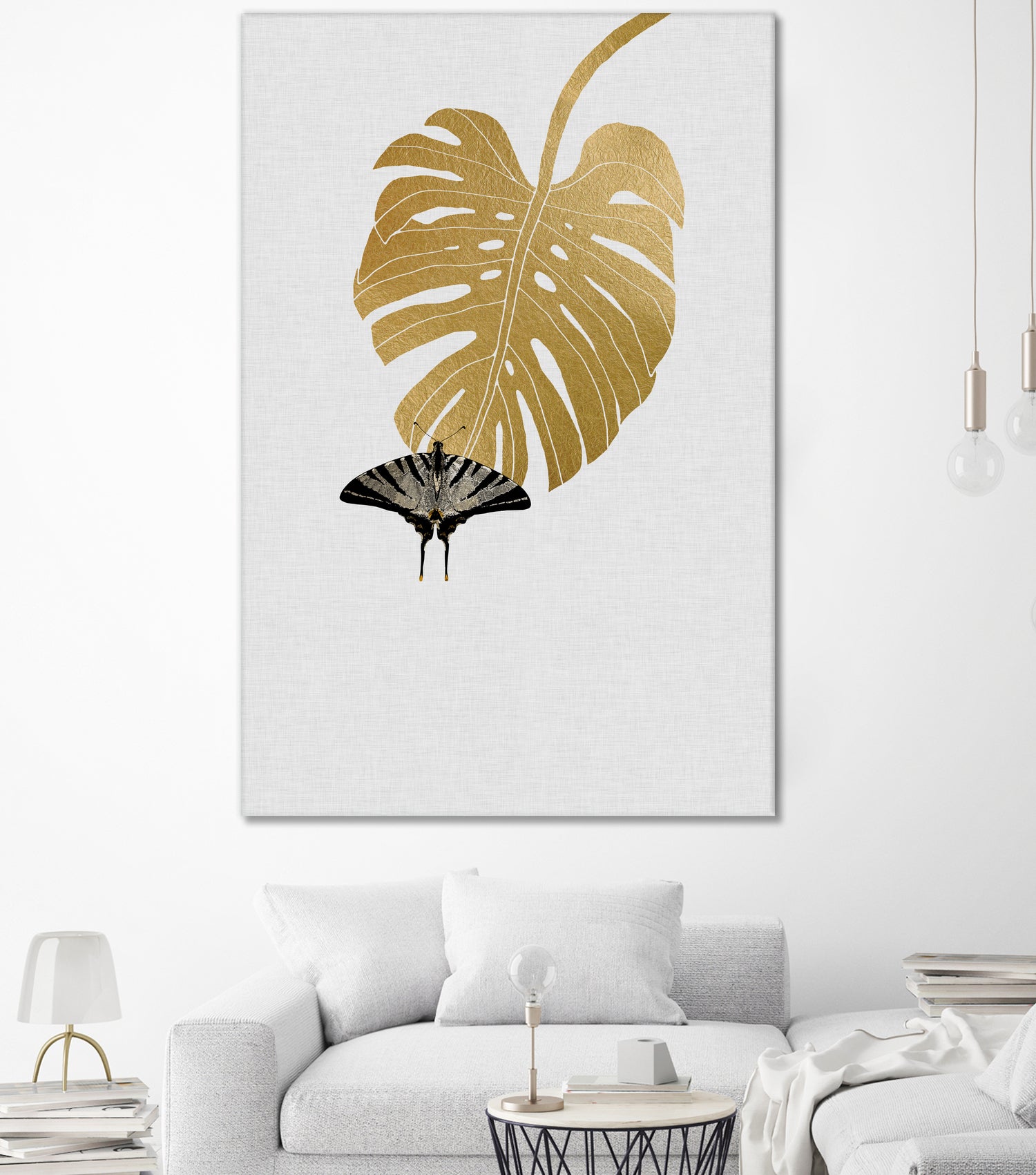 Butterfly & Monstera by Dana Shek on GIANT ART - white digital painting