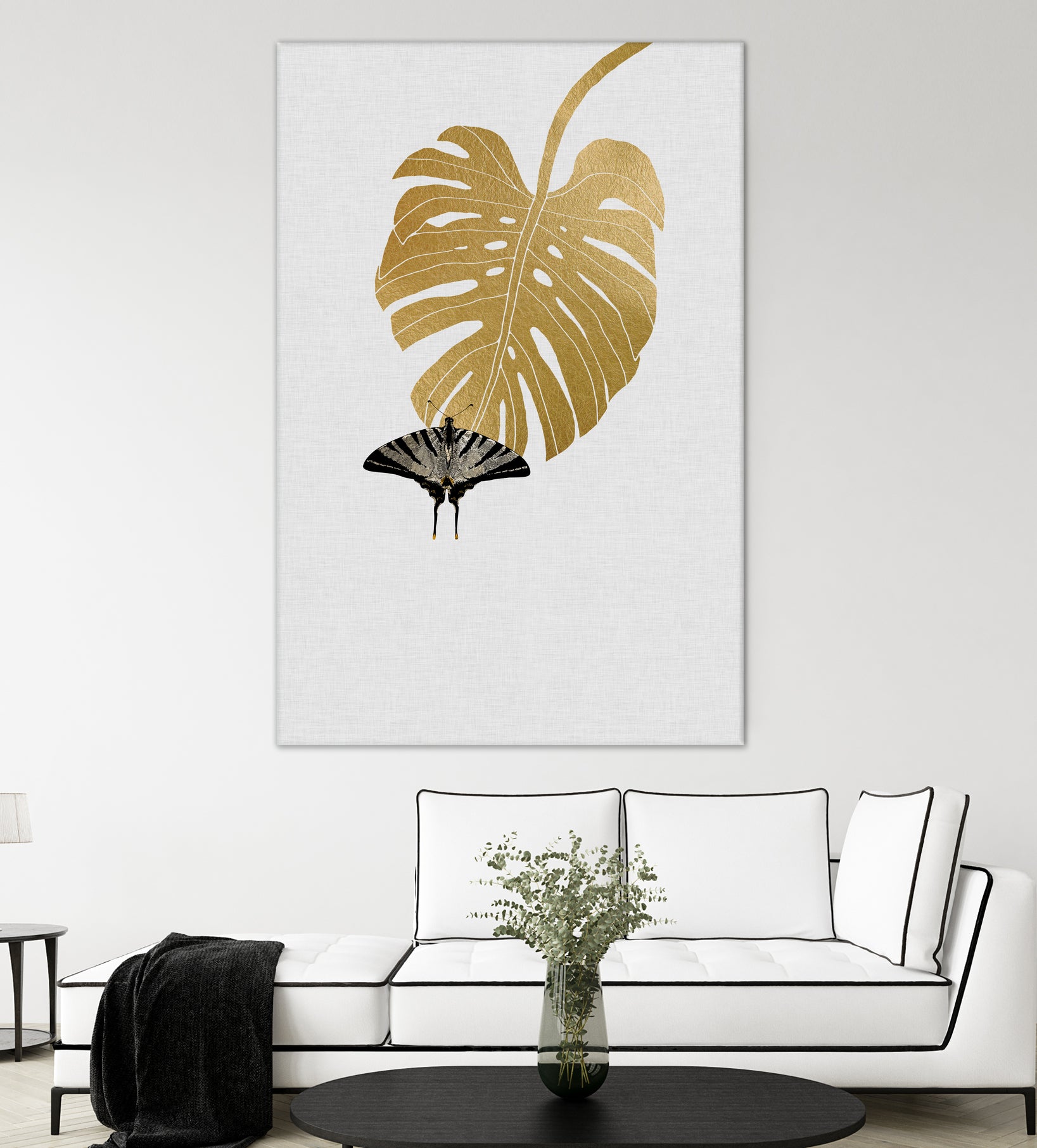 Butterfly & Monstera by Dana Shek on GIANT ART - white digital painting