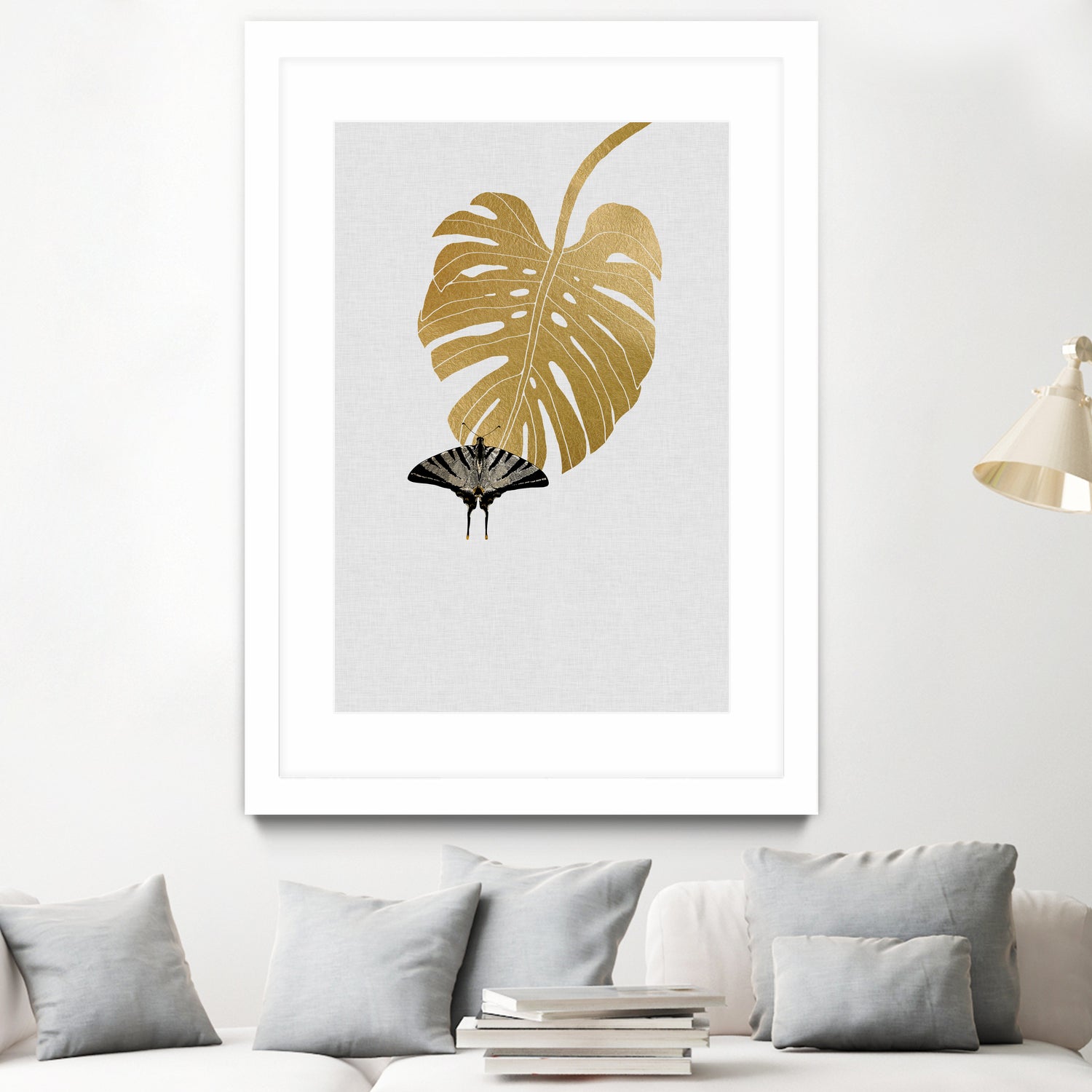 Butterfly & Monstera by Dana Shek on GIANT ART - white digital painting