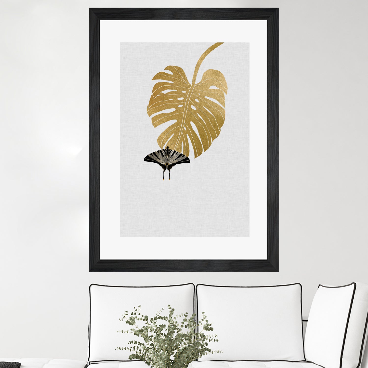 Butterfly & Monstera by Dana Shek on GIANT ART - white digital painting