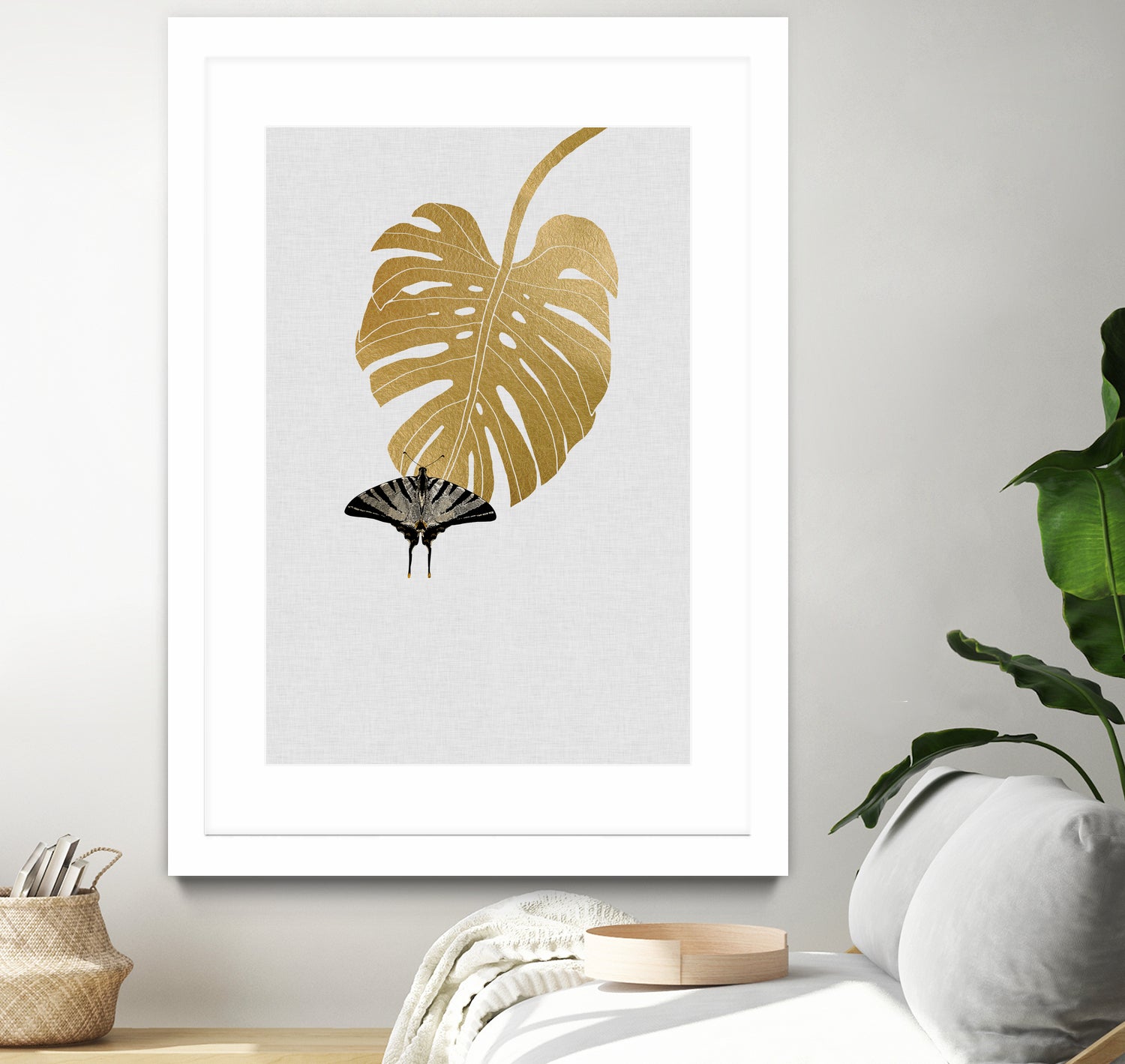 Butterfly & Monstera by Dana Shek on GIANT ART - white digital painting