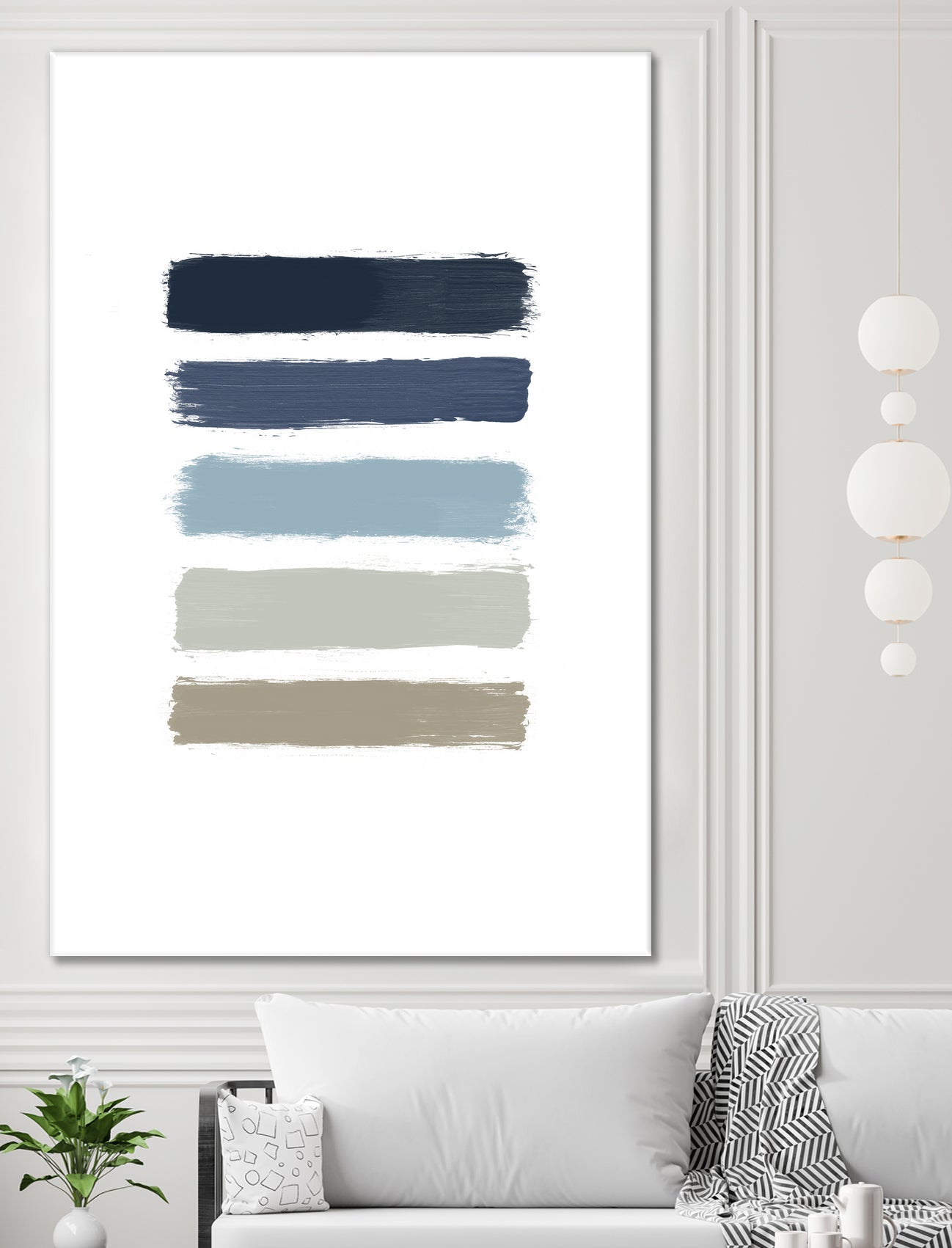 Blue & Taupe Stripes by Dana Shek on GIANT ART - white digital painting