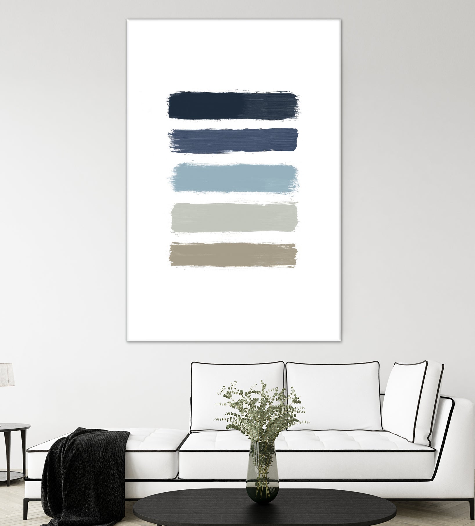 Blue & Taupe Stripes by Dana Shek on GIANT ART - white digital painting