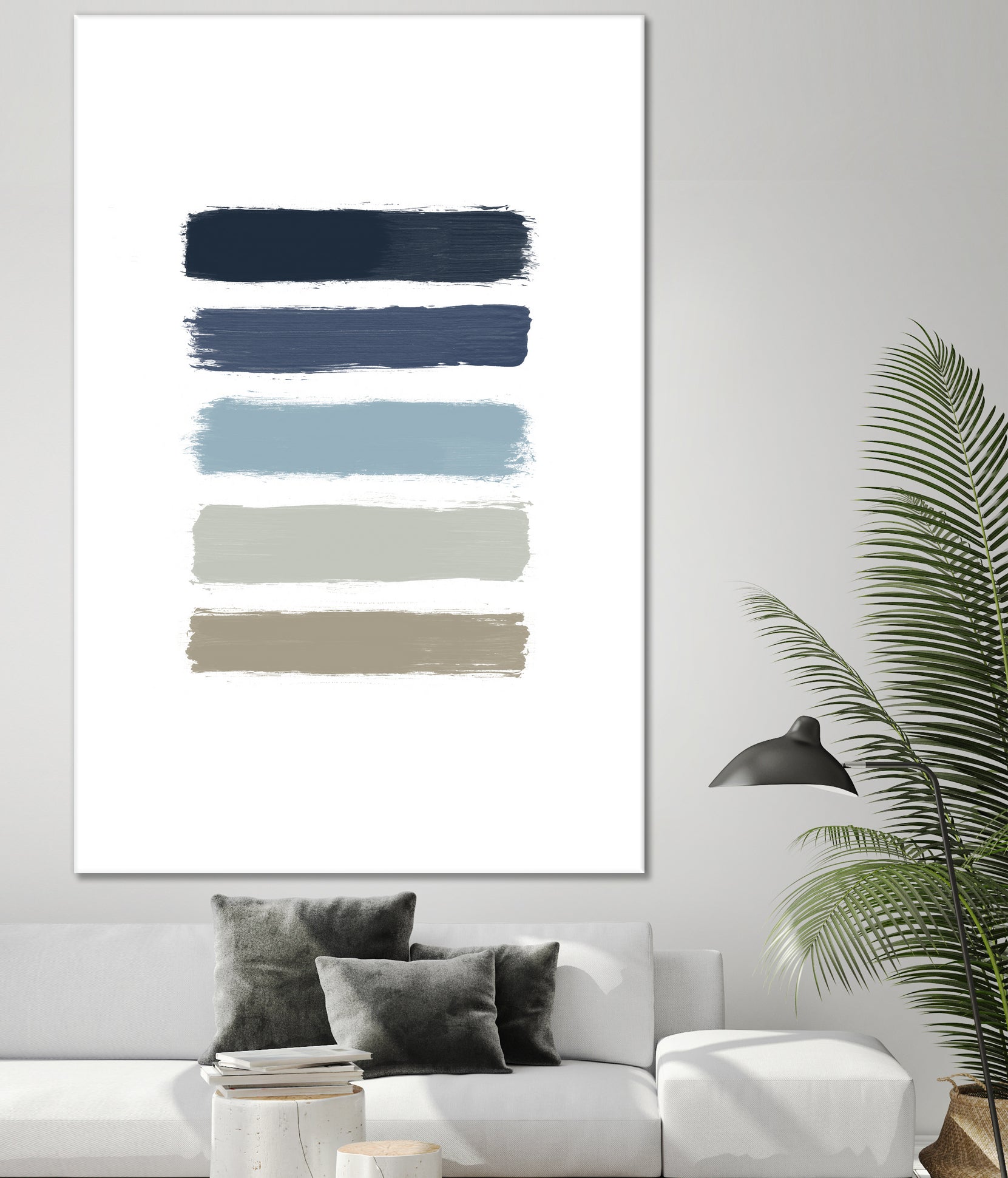 Blue & Taupe Stripes by Dana Shek on GIANT ART - white digital painting