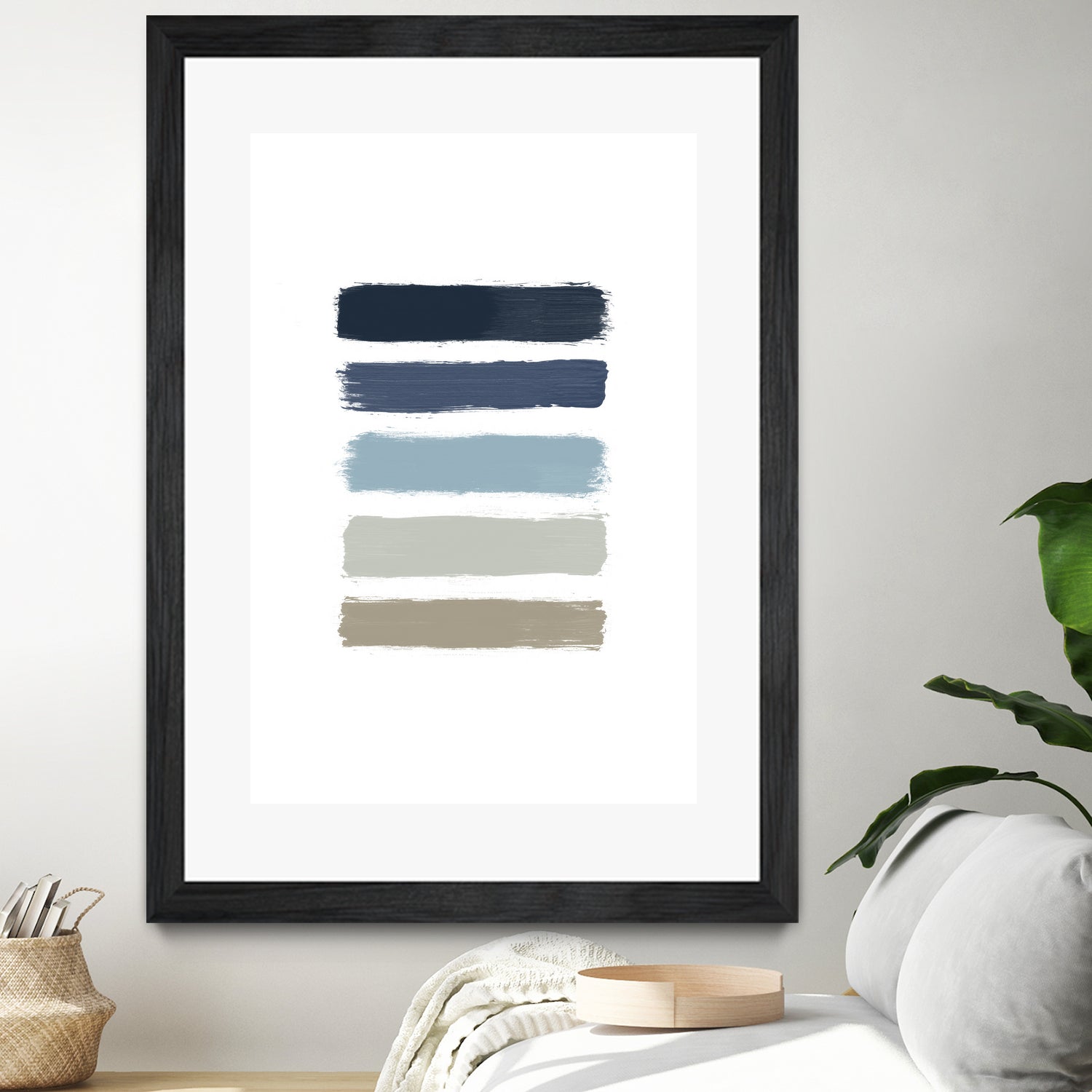 Blue & Taupe Stripes by Dana Shek on GIANT ART - white digital painting