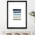 Blue & Taupe Stripes by Dana Shek on GIANT ART - white digital painting