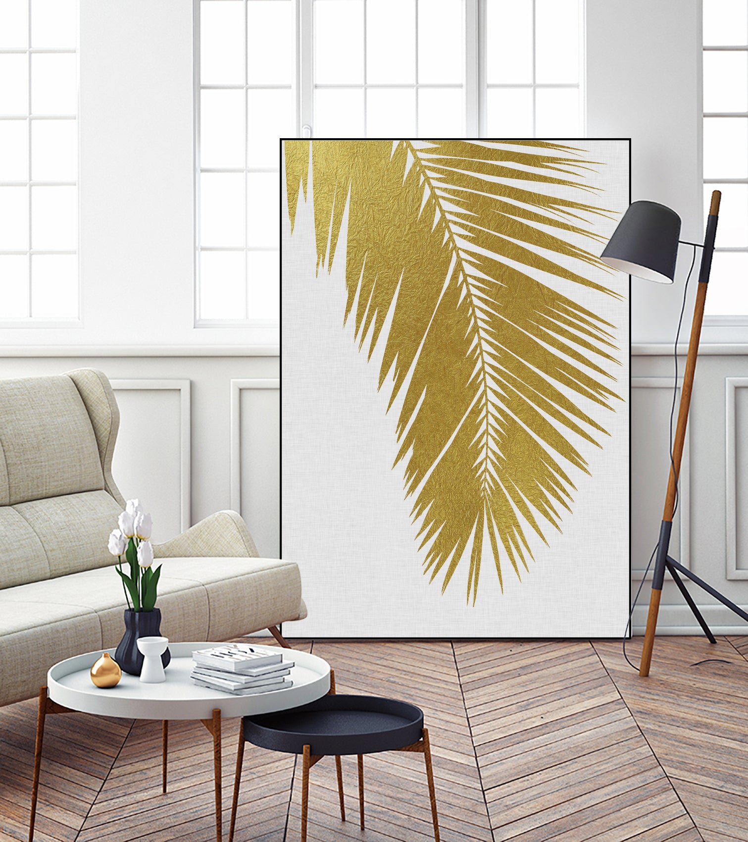 Palm Leaf Gold I by Dana Shek on GIANT ART - white digital painting