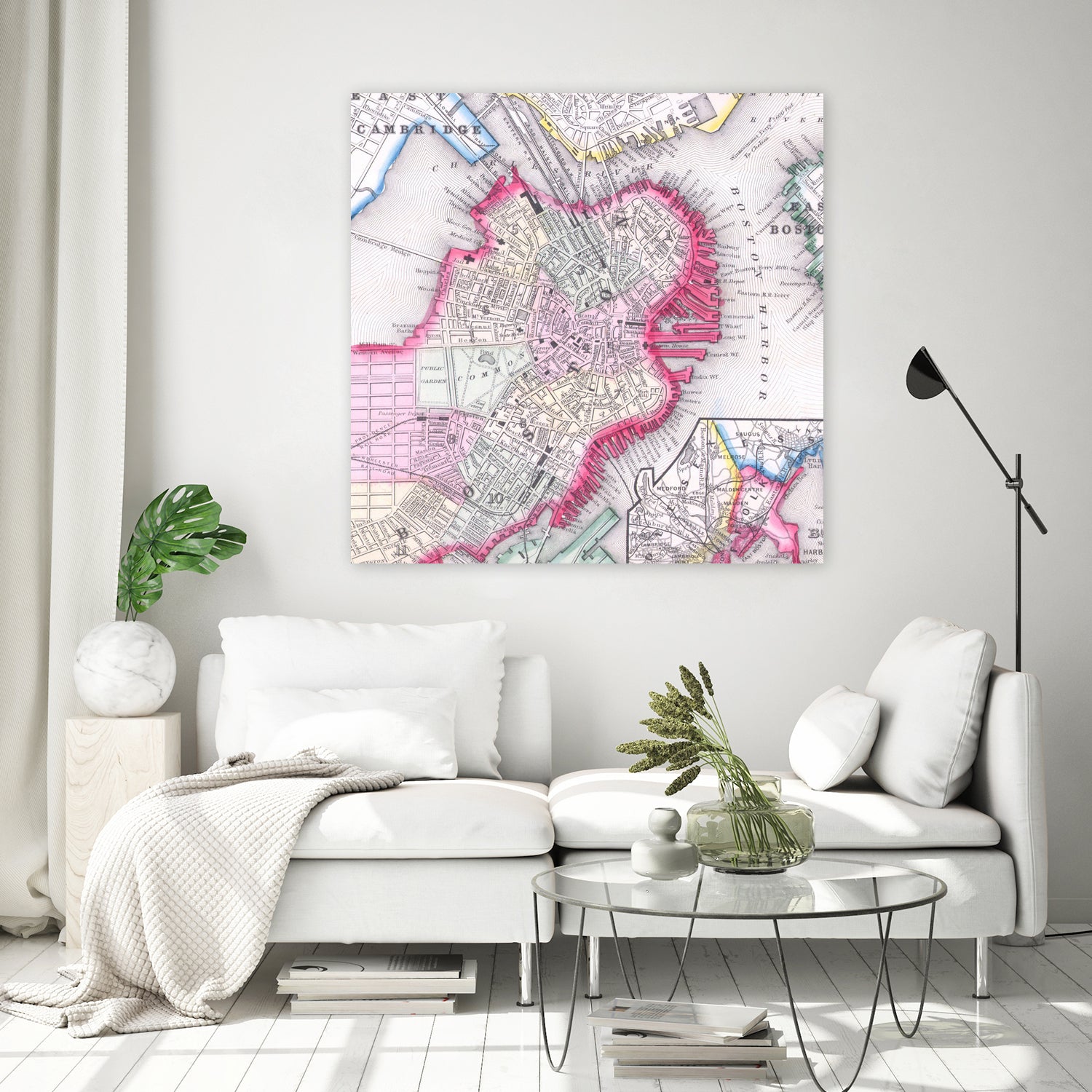 Vintage Map of Boston Massachusetts (1864) by Adam Shaw on GIANT ART - white photo illustration