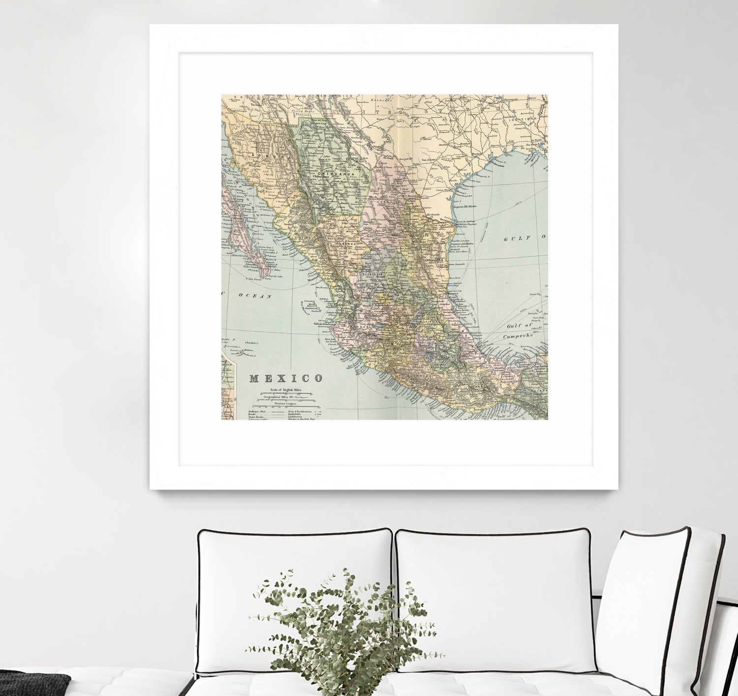 Vintage Map of Mexico (1891) by Adam Shaw on GIANT ART - white photo illustration