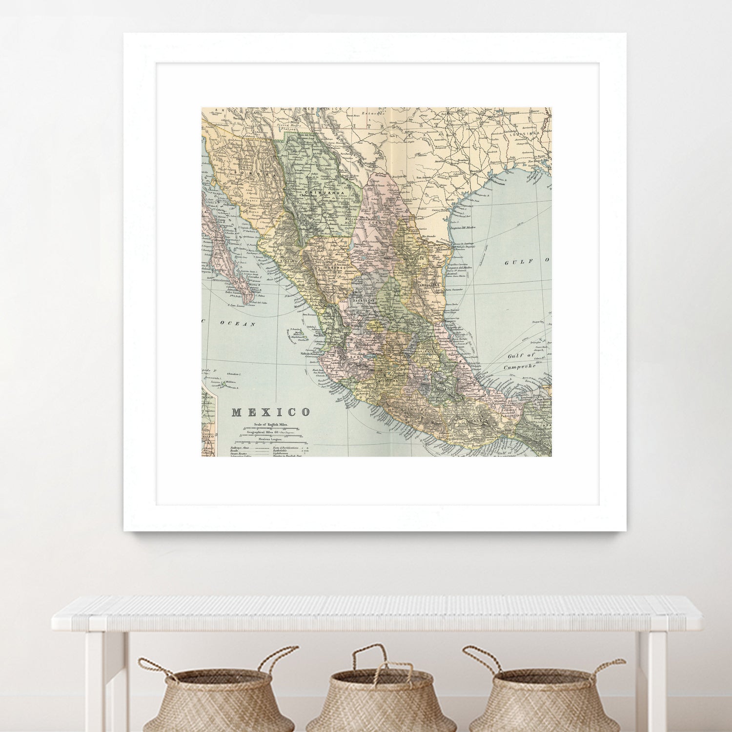 Vintage Map of Mexico (1891) by Adam Shaw on GIANT ART - white photo illustration