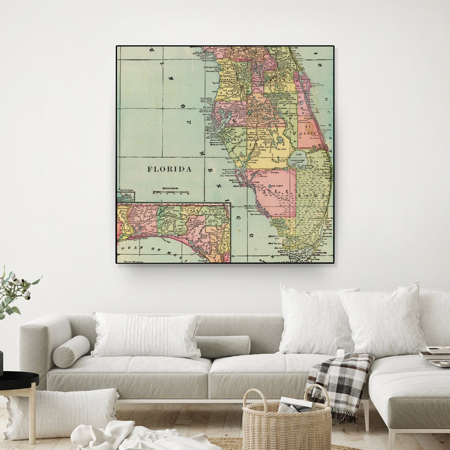 Vintage Map of Florida (1909) by Adam Shaw on GIANT ART - white photo illustration