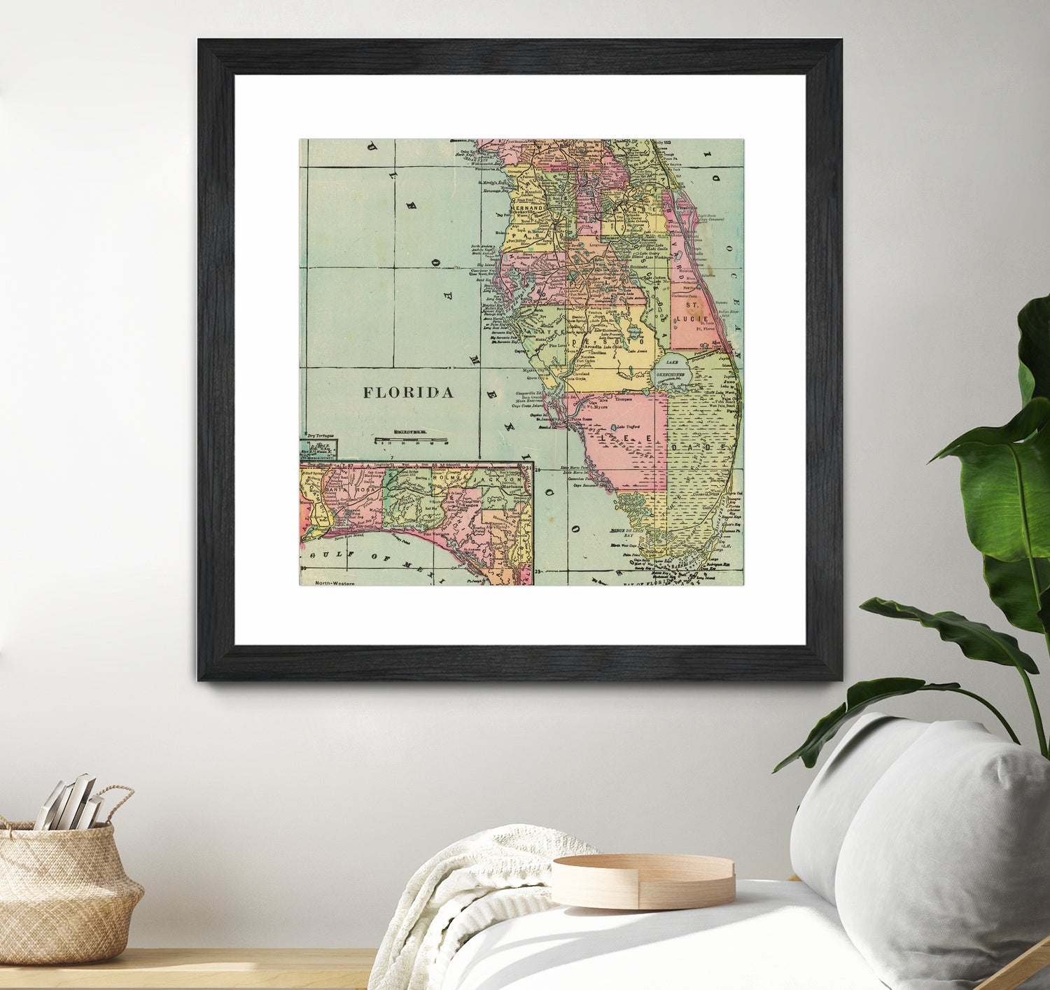 Vintage Map of Florida (1909) by Adam Shaw on GIANT ART - white photo illustration