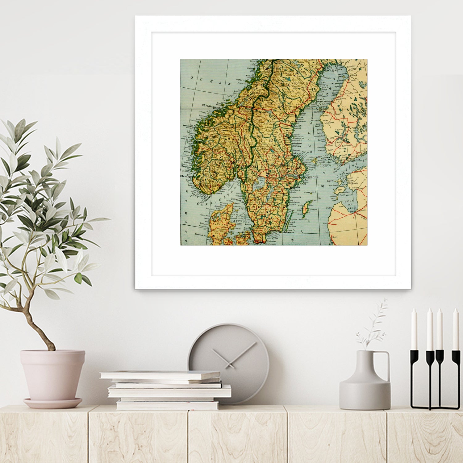 Vintage Map of Norway and Sweden (1921) by Adam Shaw on GIANT ART - white photo illustration