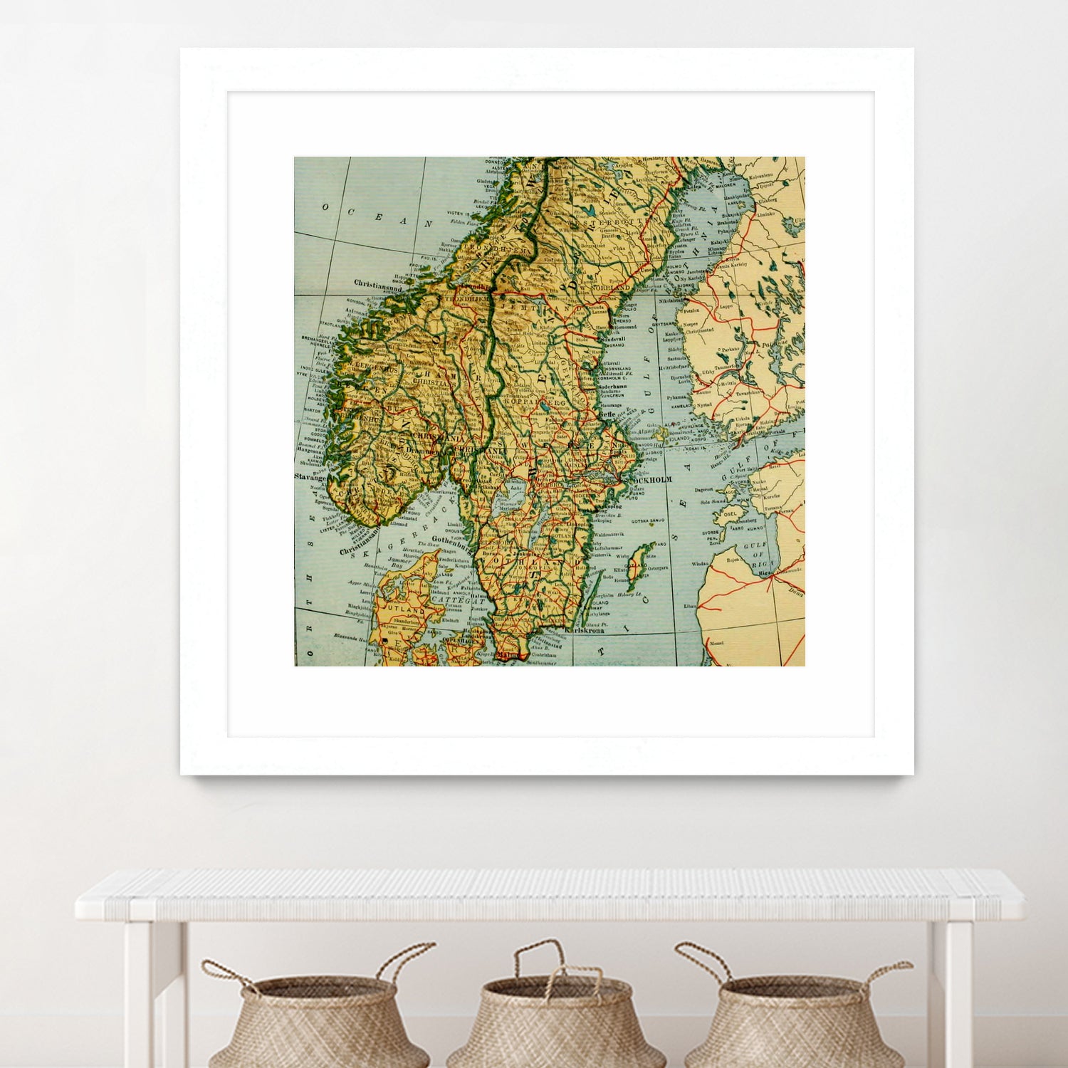 Vintage Map of Norway and Sweden (1921) by Adam Shaw on GIANT ART - white photo illustration