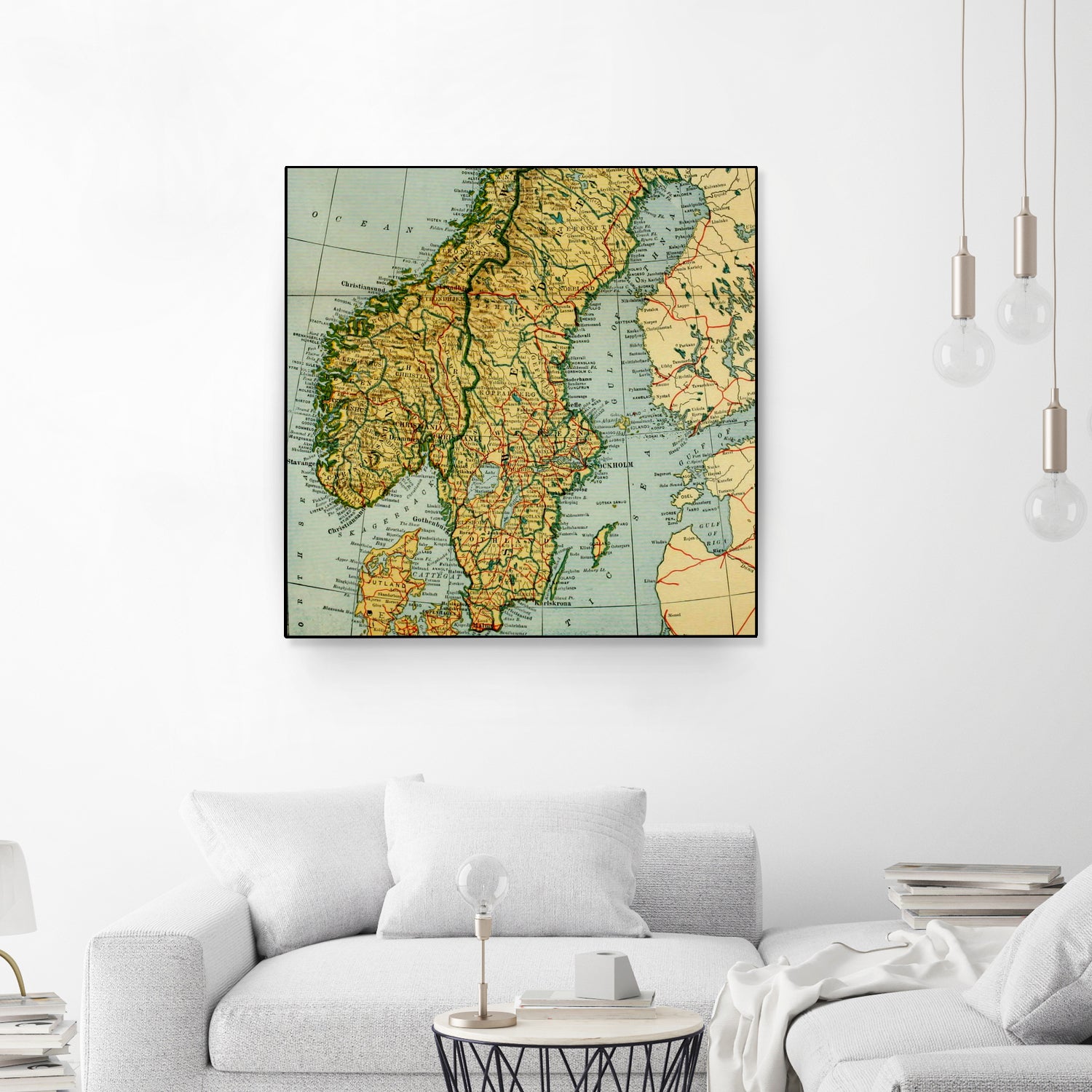 Vintage Map of Norway and Sweden (1921) by Adam Shaw on GIANT ART - white photo illustration