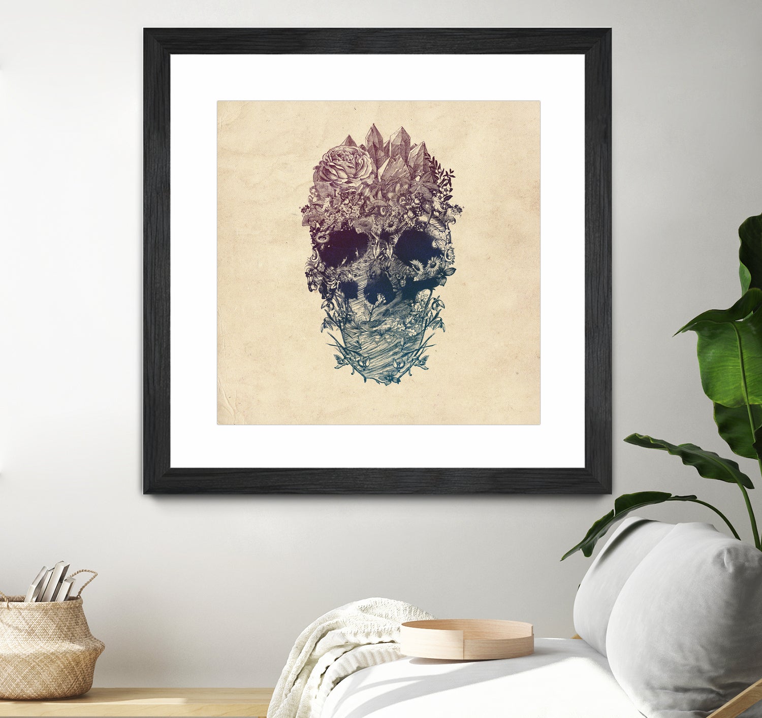 Skull Floral by Ali Gulec on GIANT ART - white digital drawing