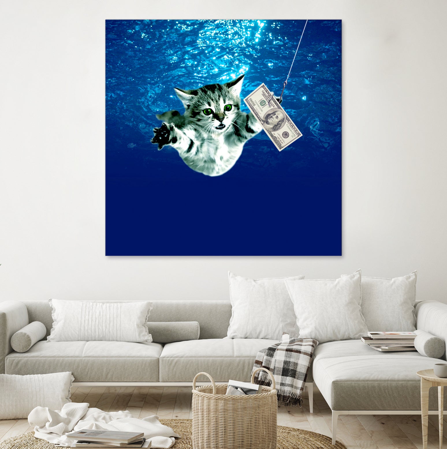 Cat Nvermind Album Cover under Water BabyNeve by Damian Augustyniak on GIANT ART - blue photo manipulation