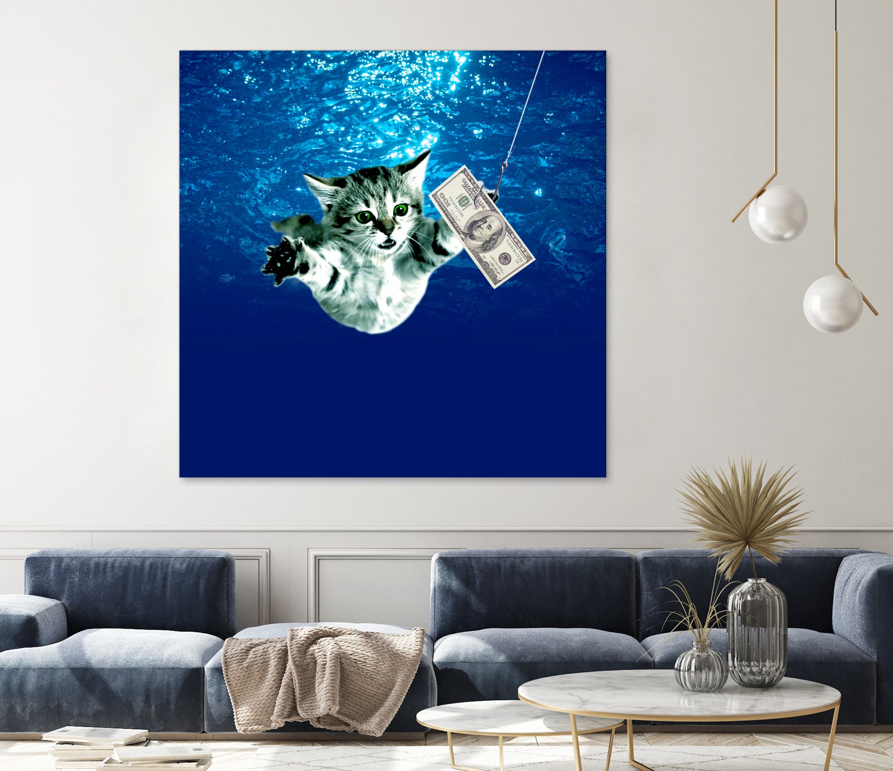 Cat Nvermind Album Cover under Water BabyNeve by Damian Augustyniak on GIANT ART - blue photo manipulation