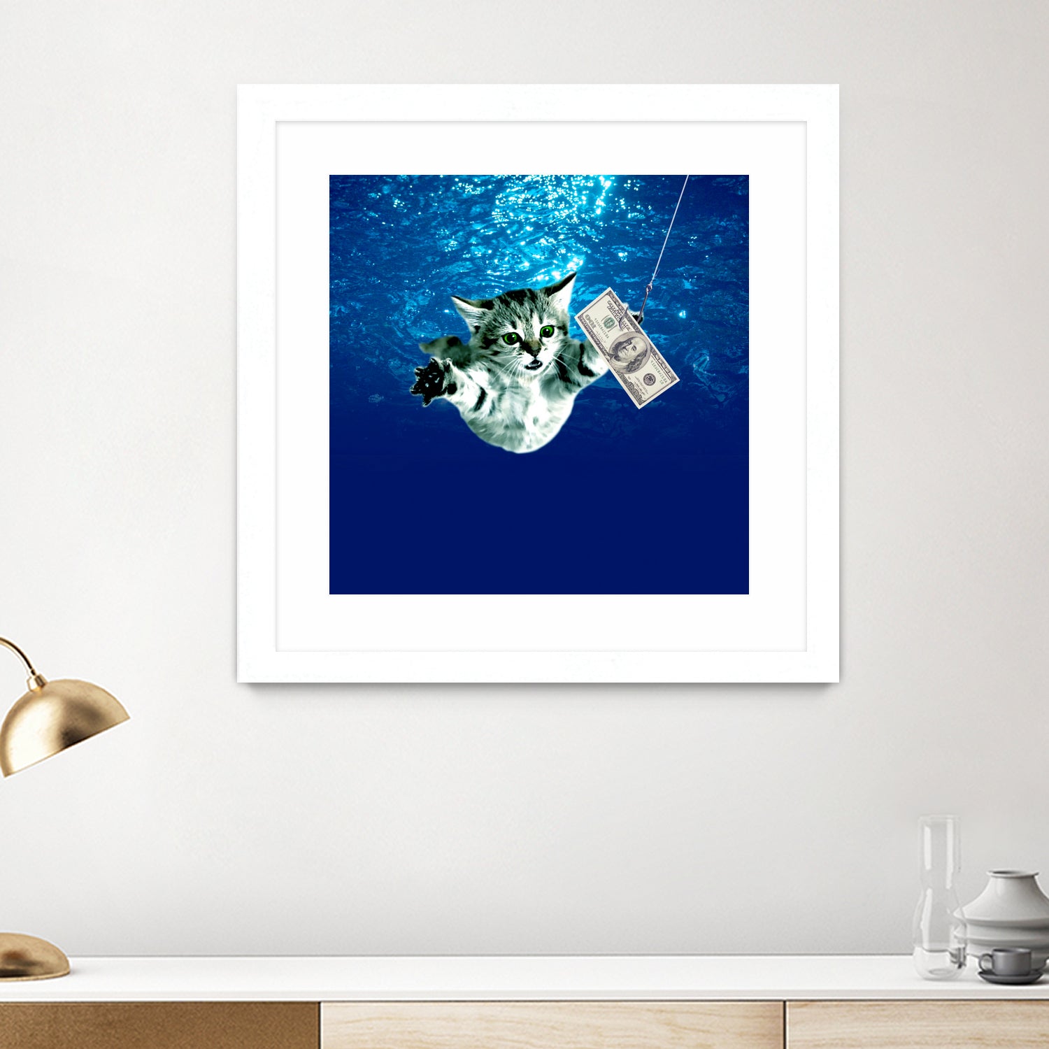 Cat Nvermind Album Cover under Water BabyNeve by Damian Augustyniak on GIANT ART - blue photo manipulation