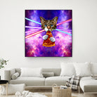 Cat Pizza Eating Cosmos Space galaxy by Damian Augustyniak on GIANT ART - blue photo manipulation