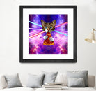 Cat Pizza Eating Cosmos Space galaxy by Damian Augustyniak on GIANT ART - blue photo manipulation