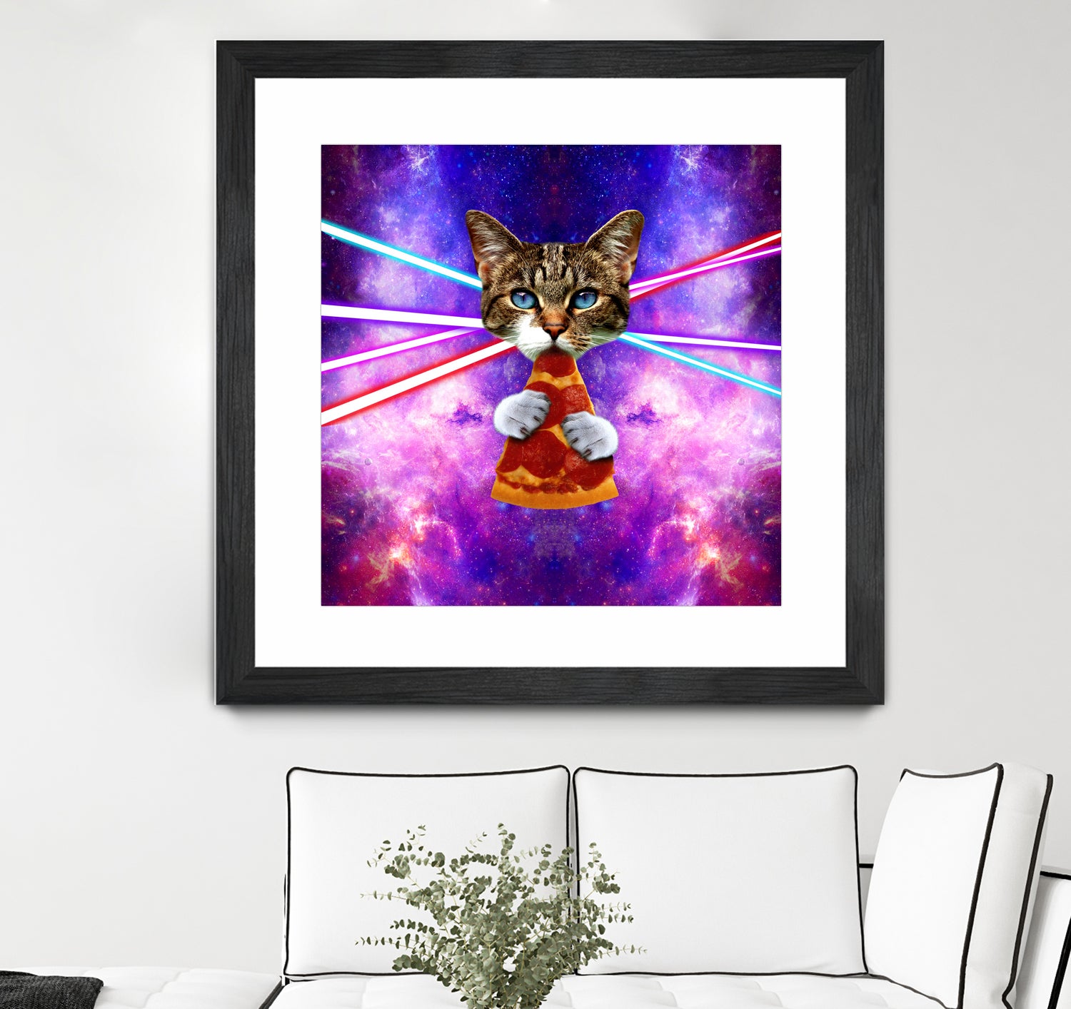 Cat Pizza Eating Cosmos Space galaxy by Damian Augustyniak on GIANT ART - blue photo manipulation