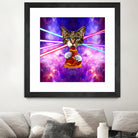 Cat Pizza Eating Cosmos Space galaxy by Damian Augustyniak on GIANT ART - blue photo manipulation