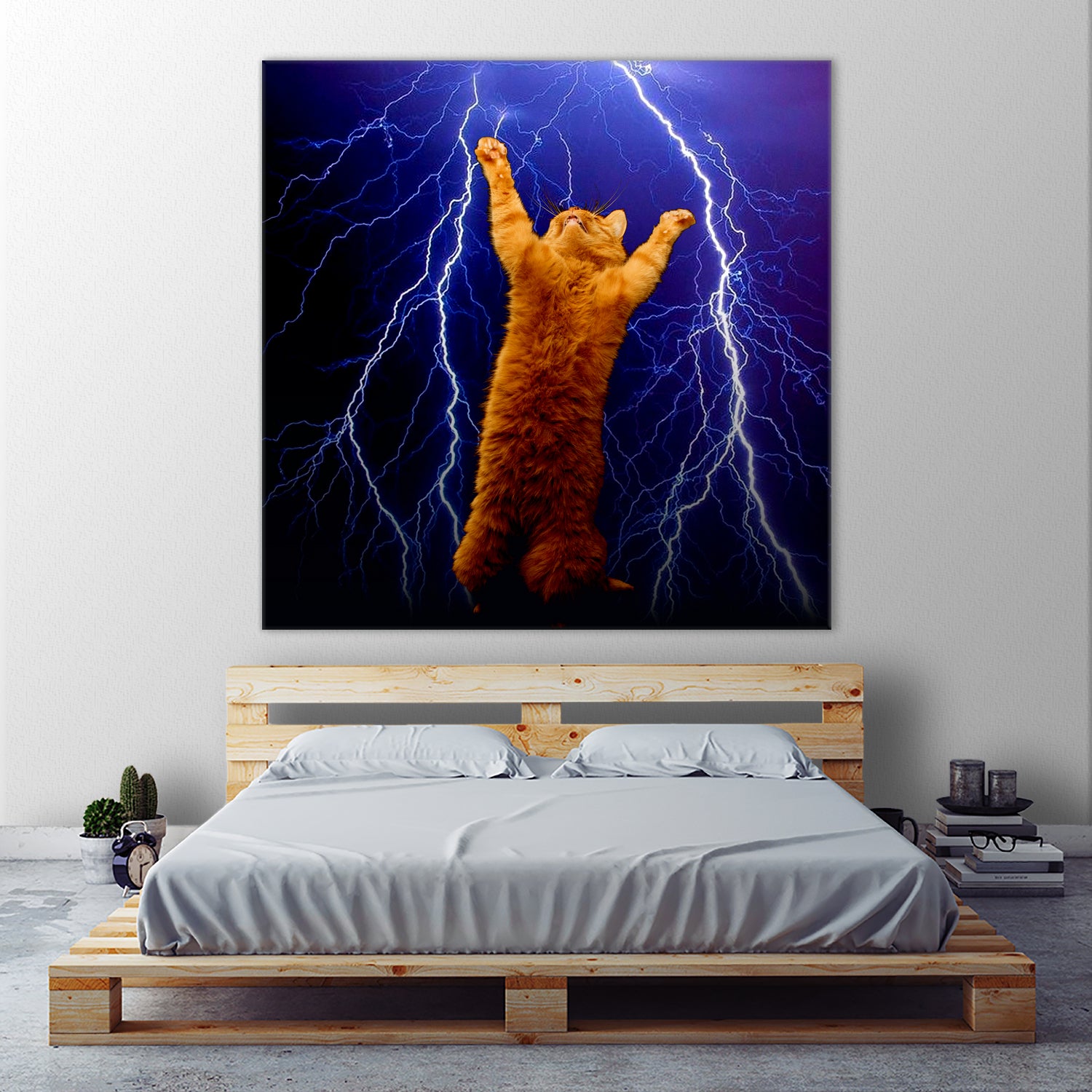 cat Thunders lighting space universe galaxy by Damian Augustyniak on GIANT ART - blue photo manipulation