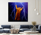 cat Thunders lighting space universe galaxy by Damian Augustyniak on GIANT ART - blue photo manipulation