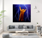 cat Thunders lighting space universe galaxy by Damian Augustyniak on GIANT ART - blue photo manipulation