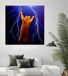 cat Thunders lighting space universe galaxy by Damian Augustyniak on GIANT ART - blue photo manipulation