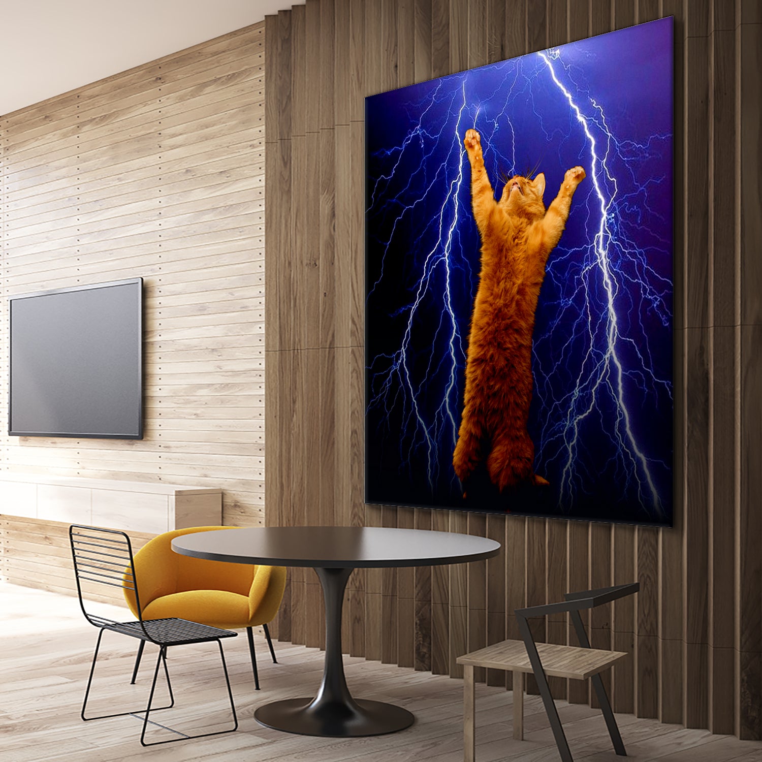 cat Thunders lighting space universe galaxy by Damian Augustyniak on GIANT ART - blue photo manipulation