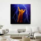 cat Thunders lighting space universe galaxy by Damian Augustyniak on GIANT ART - blue photo manipulation